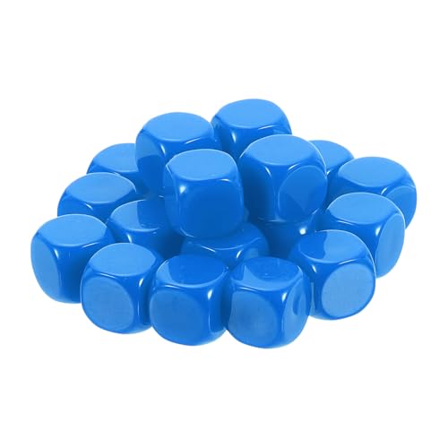 uxcell 20Pcs Rounded Blank Six Sided Dice 16mm/0.6inch Acrylic Dice Cube with Smoothed Surface for Party Board Game DIY Craft Counting Teaching, Blue