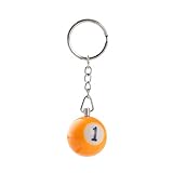 Größe: 2,5 cm x 2,5 cm Komonee Pool Ball Schlüsselanhänger Schlüsselanhänger Gelb Nummer 1