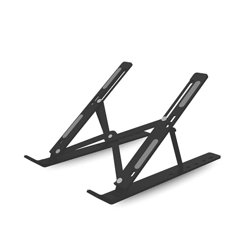 Image of Geonix Trek T3 Aluminium Ergonomic Laptop Stand | 7 Angles Adjustable Tabletop | Anti Slip Rubber Pads | Foldable | Compatible with Laptops Upto 17 inch (Black)