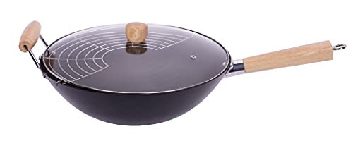 Wok en acier Smile SPC-3 finition noir mat durable - 2