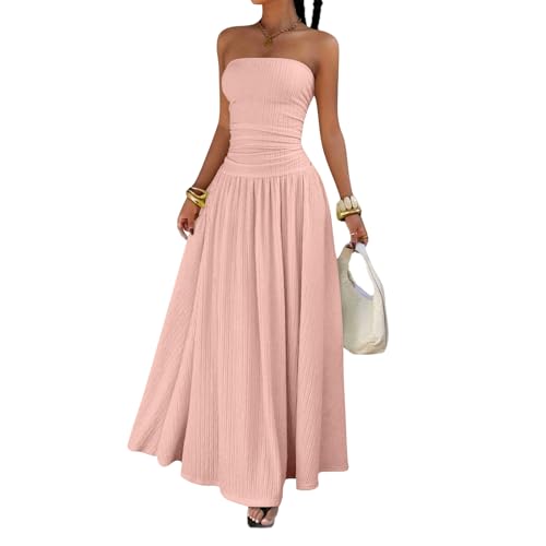 Robe ete femme bustier avec poches et taille froncee