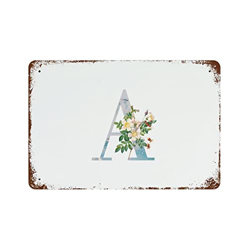 Lettre A lettrage floral encre bleue pour une decoration murale vintage de salle de bain chic