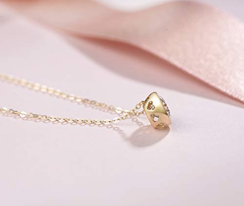 Fancime Valentines Day Gifts 14K Solid Yellow Gold 1 Carat 6.5Mm Moissanite Classic Bezel Set Solitaire Gemstone Pendant Necklace For Women Girls, Gold Chain 16 + 2 Inch Extender #TOP3