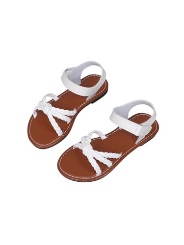 GORGLITTER Girl's Sandals Dressy Strappy Braided Ankle Strap Open Toe Flat Sandals Cute Summer Vacation Shoes