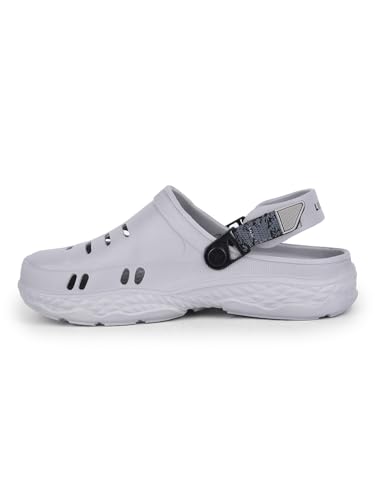 Image of Liberty A-HA BEACHRIDE Clogs for Men, Light Grey, Black & Dark Green | Casual Slip-On Slingback Clog for Walking & Outdoor Use | Solid Pattern, Trendy Stylish Fashionable Sandals with Lightweight