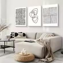 weiyiwang Set di 3 poster astratti minimalisti in bianco e nero su tela per soggiorno e camera da letto, decorazione moderna per la casa (50x70 cm x 3/cornice)