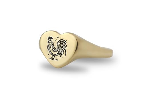 Bague coq en coeur, un bijou animalier gravé plein de tendresse