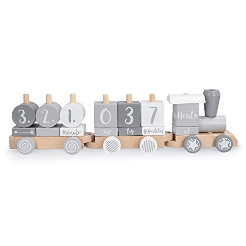 Navaris Holz Eisenbahn Holzzug für Kinder - Zug Holzspielzeug mit Buchstaben Zahlen - Baby Spielzeug personalisierbar… – Bild 6