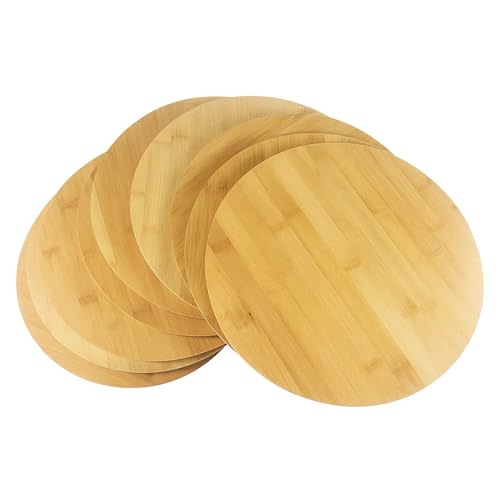 Set de 12 Tablas Redondas para Cortar de Bambú de 12 pulgadas – Platos para Queso, Pizzas y Charcutería para Grabado, Arte en Resina y Decoración Rústica miniatura 1