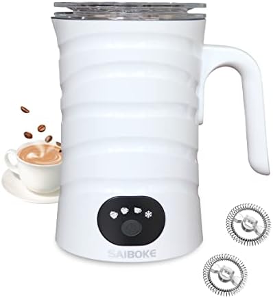 Milk Frother, SAIBOKE 4-in-1 Electric Milk Steamer，Automatic Hot & Cold Foam Maker, 8.8oz/260ml Milk Warmer for Latte, Cappuccinos, Macchiato. Ultra-Quiet Working & Automatic Shut Off