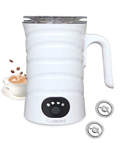 Milk Frother, Saiboke 4-In-1 Electric Milk Steamer，Automatic Hot & Cold Foam Maker, 8.8Oz/260Ml Milk Warmer For Latte, Cappuccinos, Macchiato. Ultra-Quiet Working & Automatic Shut Off #TOP1
