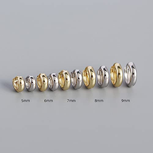 Thick Chunky Cuff Huggie Small Hoop Earrings for Women Men Cartilage Fashion Dainty 14K Gold Plated 925 Sterling Silver Sleeper Hypoallergenic Minimalist Simple Wide Helix Sleeper Hoops Piercing Jewelry Gifts Bff Xmas2