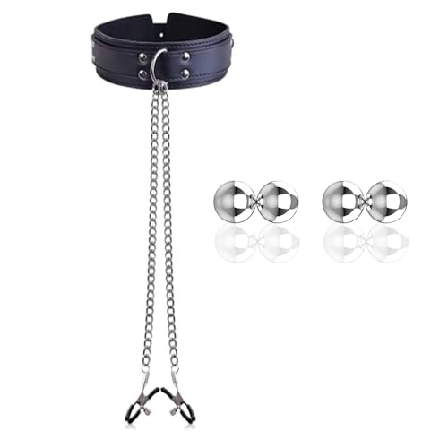 BDSMYEE Einstellbar Nippelklemmen Halskette mit Busenkette + 4 stk Magnetische Nippelklemmen,Extra Stark Brust Stimulation Sexspielzeug Set,Klitoris Klemmen Vaginal Clip Einstellbar Nippelclip