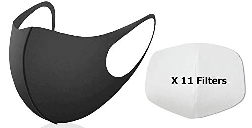 Knitting Factory Face Covering Soft Light Washable Reusable With Replaceable Filters- Made In Korea (Grey with 11 Filters)