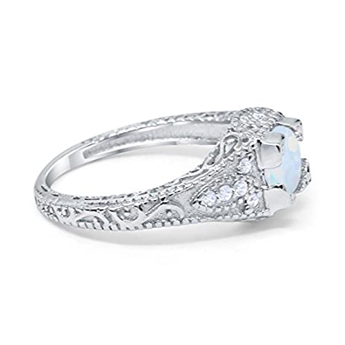 Blue Apple Co. Vintage Art Deco Design Solitaire Wedding Engagement Ring Round CZ 925 Sterling Silver2