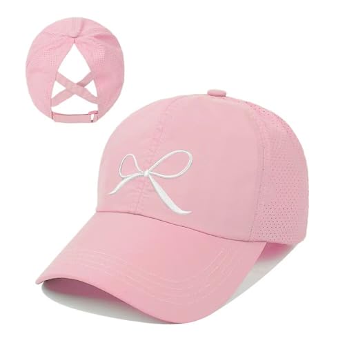 Girls Criss Cross Ponytail Hat Adjustable Mesh Baseball Cap Kids Quick Dry Sports Hats for All Seasons Age 6-12