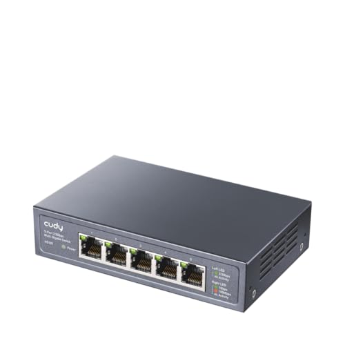 Image of Cudy 5-Port Multi-Gigabit Ethernet Switch, Full 2.5Gbps Ports, Loop Detection, 802.3az Energy Saving, Desktop or Wall Mount, Fanless Design, HS105