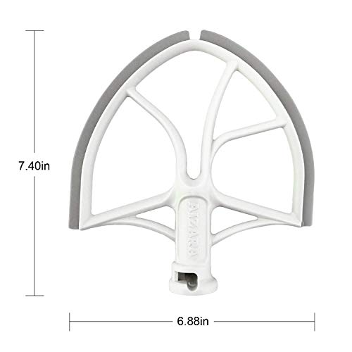 Flex Edge Beater for KitchenAid Bowl-Lift Stand Mixer Attachment 6 Quart - Coated Flat Beater Blade with Silicone Edges - Useful Mixer Accessory(Grey)