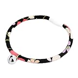 ここねこ本舗 猫 首輪 安全 セーフティー 鈴付き 和柄 軽い 調整可能 日本製 ハンドメイド (流水桜・黒)