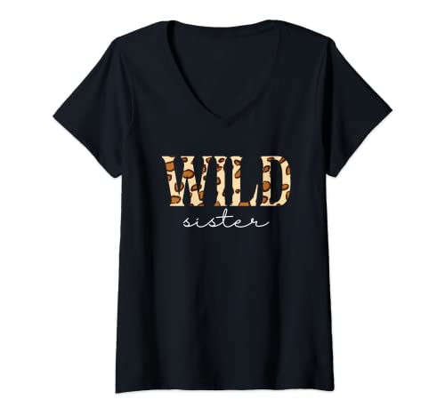 Mujer Wild Sister | Niños Hijo Hija | Hermanos Hermanas Camiseta Cuello V