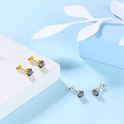 Jewmon Rainbow Mystic Green Topaz Stud Earrings for Women Men 925 Sterling Silver Cuibc Zirconia Jewish Star of David Earrings Hypoallergenic Jewish Protection Jewelry Christmas Day Gifts for Mom Wife4