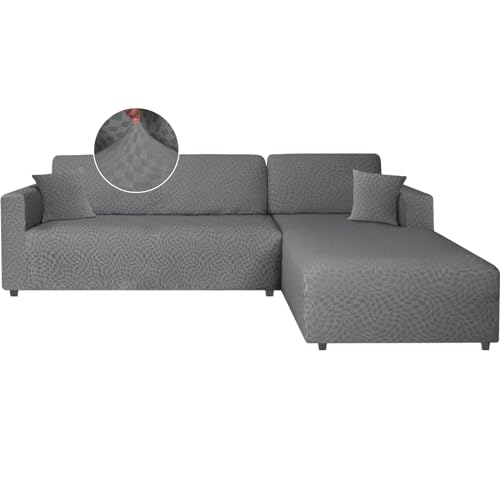 Ystyle Funda Sofa Chaise Longue Ajustables, Cubre Sofa Chaise Longue Izquierdo Derecho, 2 Piezas Protector Sofa Elasticas ChaiseLongue, Funda Sofa L (1 Plaza+2 Plazas, Gris Claro)