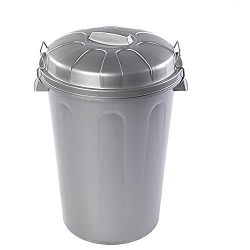 Poubelle 70 Litres Avec Couvercle Et Poignées Métalliques - Argent - Fabriquée En Espagne