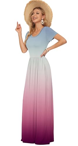 Image of AUSELILY Women's Classic Short Sleeve Loose Plain Casual Long Maxi Dresses for Women 2026
