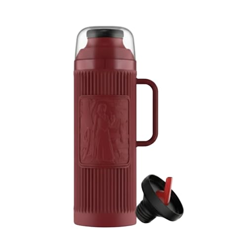 Termo Matero Chimarrita 1L con Pico Cebador. Botella de Cristal Aislante con Cubierta Protectora. Botella Térmica para Café y Agua. Máxima Retención (Rojo)
