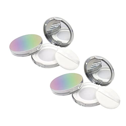 Lurrose Flour Container Makeup Foundation 2pcs Loose Powder Container with Puff Loose Powder Box Case with Mirror Empty Reusable Powder Case for Makeup Powder Flour Container Makeup Foundation