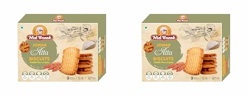 Image of Mid Break Jowar Atta Biscuits | Millets Cookies | Gluten Free | Maida and Egg Free Biscuits Snack With Jaggery & Palm Oil | High In Fiber, Protein & Wholesome Nutrition | 400g | Pack of 2