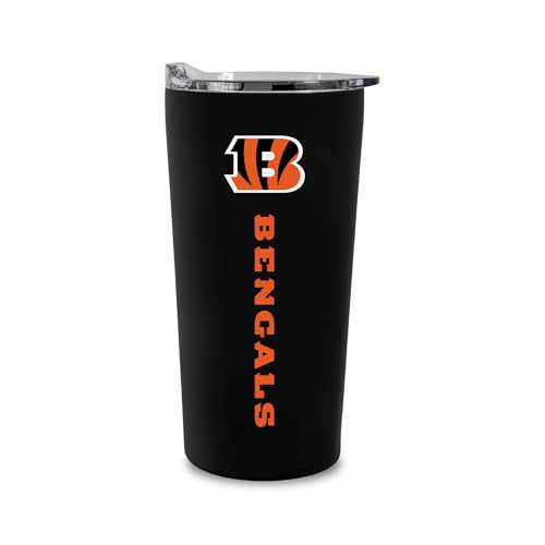 Rico Industries NFL Football Cincinnati Bengals Black 18oz Soft Touch Easy Grip Tumbler