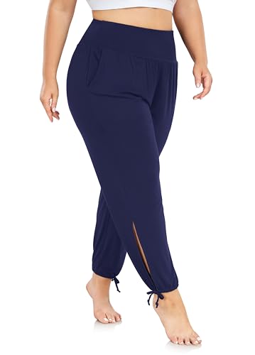ZERDOCEAN Women's Plus Size Casual Yoga Pants Loose Comfy Lounge Pajama Pants Joggers with Pockets2