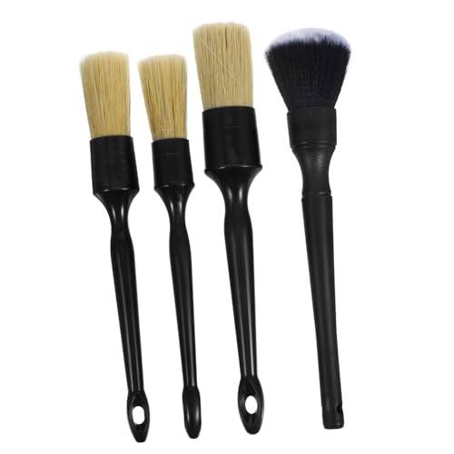 MOLUCKFU 1set Natural Boar Hair Detailing Brush for Auto Detailing Soft Scratch Cleaning Brushes for Vehicle Interior Ergonomic Handle Use for Cars and Motorcycles