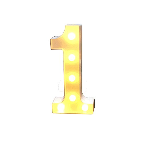 Dewanxin LED Decorativos Números Iluminados,0-9 Luminosas Decorativas con Luces LED,Números Arábigos para el Cumpleaños Fiesta de Bodas Decoración de la Barra Dormitorio Colgante de Pared(1)