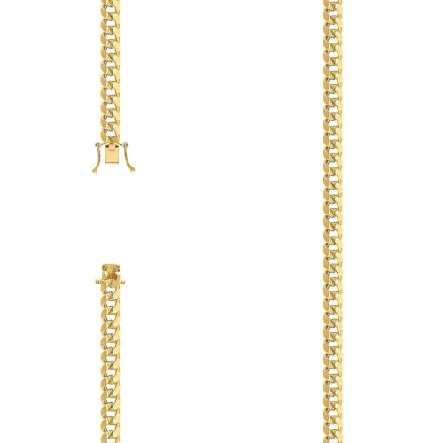 Chaîne creuse en argent 925 jaune : un collier large de 5,2 mm léger et sans irritation