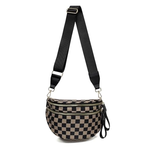 Image of Womens Crossbody Bag, Spacious Nylon Bum Bag Trendy Shoulder Purse with Adjustable Strap Zipped Travel Essentials