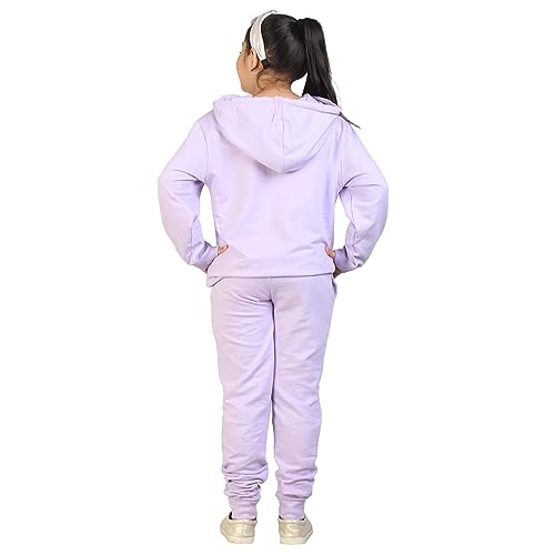 Image of LABEL MY Girls Cotton Loop Knit Full-Sleeve Printed Hoodie Sweatshirt & Joggers Tracksuit | Comfortable and Stylish Coord Set for Kids & Teens| 5-16 Years