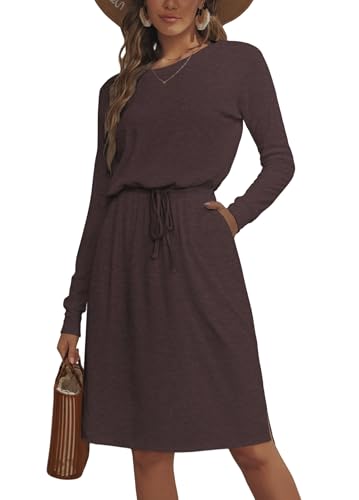 Simier Fariry Womens Summer Hide Belly Knee Length Travel Dress Pocket 2025 Short Sleeve Midi Work Casual Teacher Outfit