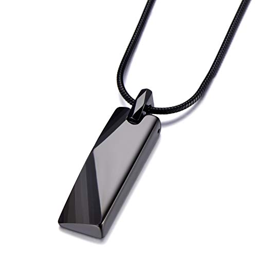 MOO&LEE Men's Tungsten Bar Pendant Necklace with 22 Inches Stainless Steel Snake Chain2