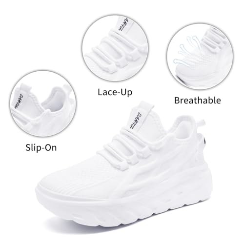 Women's Thick Soled Walking Shoes Slip On Height Increasing Sneakers Wide Comfortable Lightweight Breathable Work Outside2