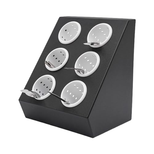 lkoewqzamx 6-Compartment Modern Utensil Holder, Kitchen Organizer, Countertop Mount, Black White, 10kg Capacity, 40.5cm Height, Inner Liners Included