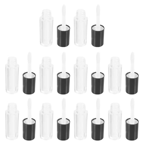 HOMOCONO 10 Tubos Pequeños de Brillo de Labios Vacíos 1,2 Ml Tapa Negra para DIY Bálsamo Labial y Gloss Voluminizador Uso Personal y Profesional