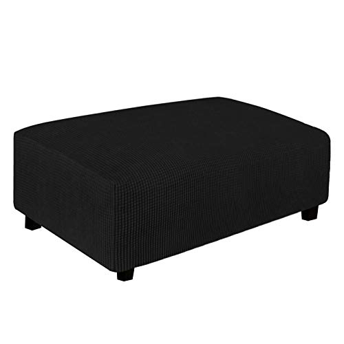 Easy-Going Stretch Ottoman Cover Folding Storage Stool Furniture Protector Soft Rectangle slipcover with Elastic Bottom (XX-Large,Black)