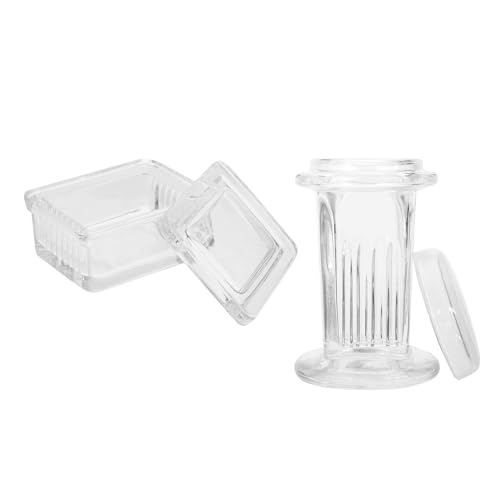 MOTHNUR Tanque de Tinción de Vidrio Coplin Transparente 2 Piezas, Capacidad 85 Ml y 120 Ml, para Laboratorio Histología Patología, Frascos de Suministros para Tinción, Frascos de