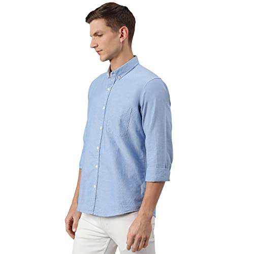 Image of Thomas Scott Men's Premium Slim Fit 100% Cotton Casual Shirt | Button-Down Collar | Full Sleeves | Solid Shirt for Men