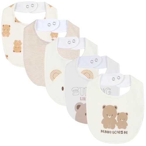 Chicco, Bavaglie Neonato e Neonata, Set di 5 Bavaglie 100% Cotone, Unisex Bambino e Bambina 0-24 Mesi, Designed in Italy
