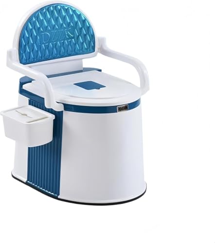リン和膳居ですポータブルトイレ、洗浄可能なバスケットとトイレットペーパーホルダー付きリムーバブル小便器、この部屋はしゃがみ式トイレとしても使える、屋外屋内可動式トイレ、妊娠中の女性、高齢者、身体障害者、キャンプに適しています (ブルー)
