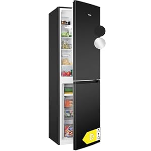 Bomann Kühlschrank mit Gefrierfach | Energieklasse D | 181cm | No Frost | leise 39 dB | Kühl Gefrierkombination No-Frost | 4 Ablagen & 3 Schubladen | 247L Kühlgefrierkombi | KG 7360 schwarz