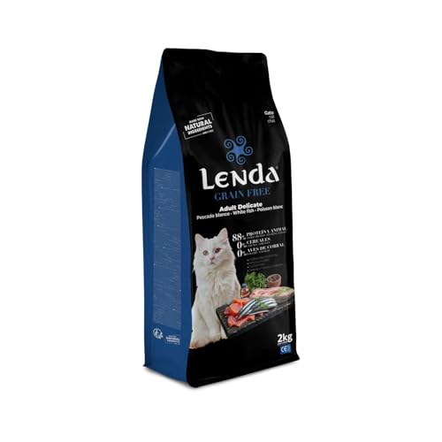 Lenda Grain Free Pescado 2kg - Pienso Hipoalergenico de Solo Pescado para Gatos Sin Cereales - Comida para Gatos Sin Cereales Sin Ave con Probioticos y Omega 3 para Piel y Digestion - No Grain